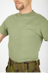 Upper Body Whole Body Man Army Shirt T shirt Athletic Studio photo references